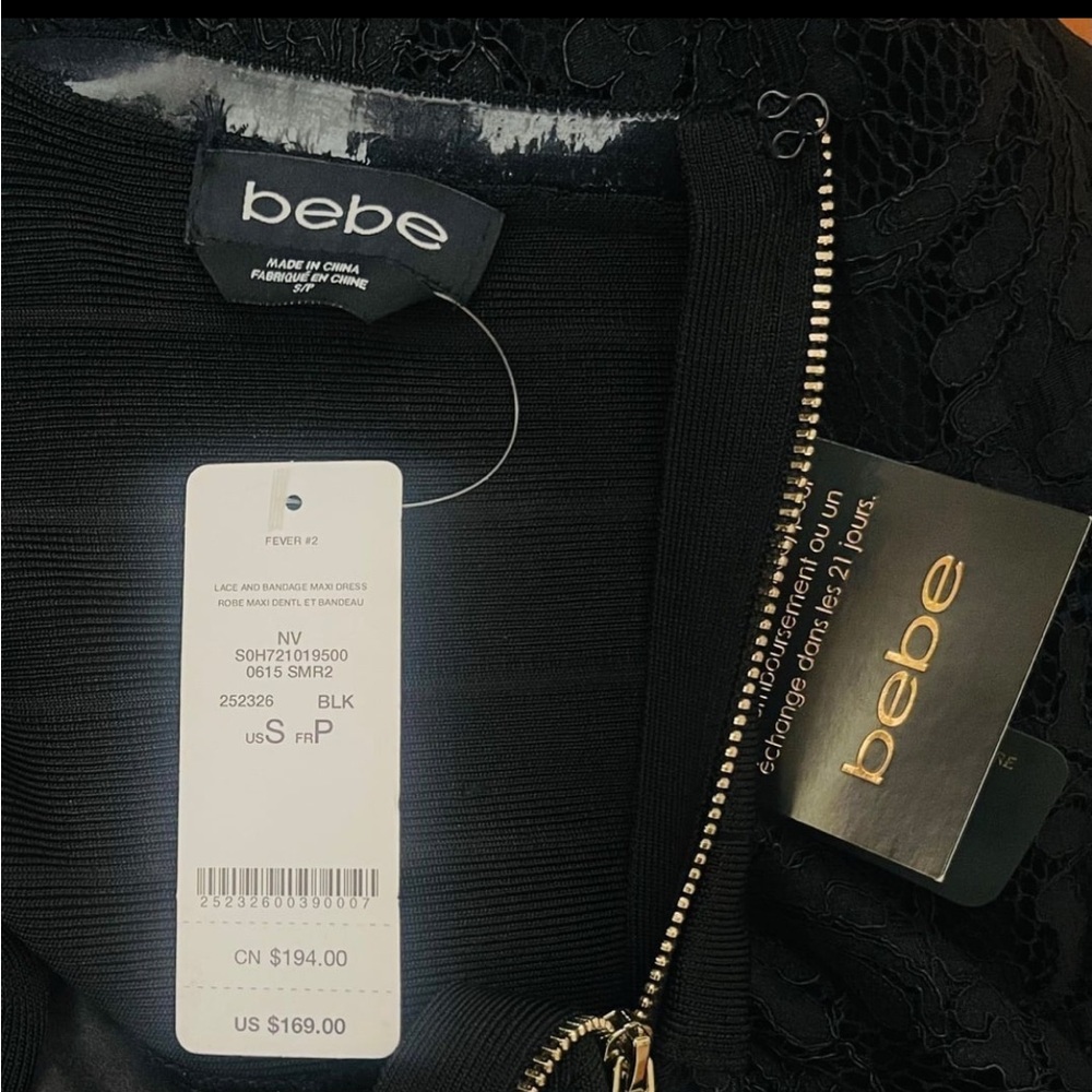 NWT Bebe Women's Black Strapless Tube Lace Maxi Dress, size Small - Picture 11 of 12